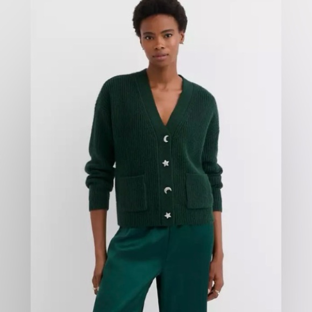 LOFT Moon & Star Jeweled Button Cardigan